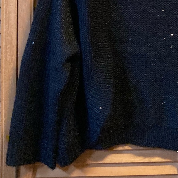 NY Collection Black Knit Shrug with Glitter Sequins - Picture 7 of 12